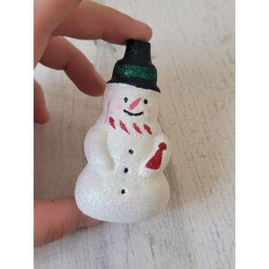 Glitter snowman Red Scarf blown glass‎ ornament Xmas